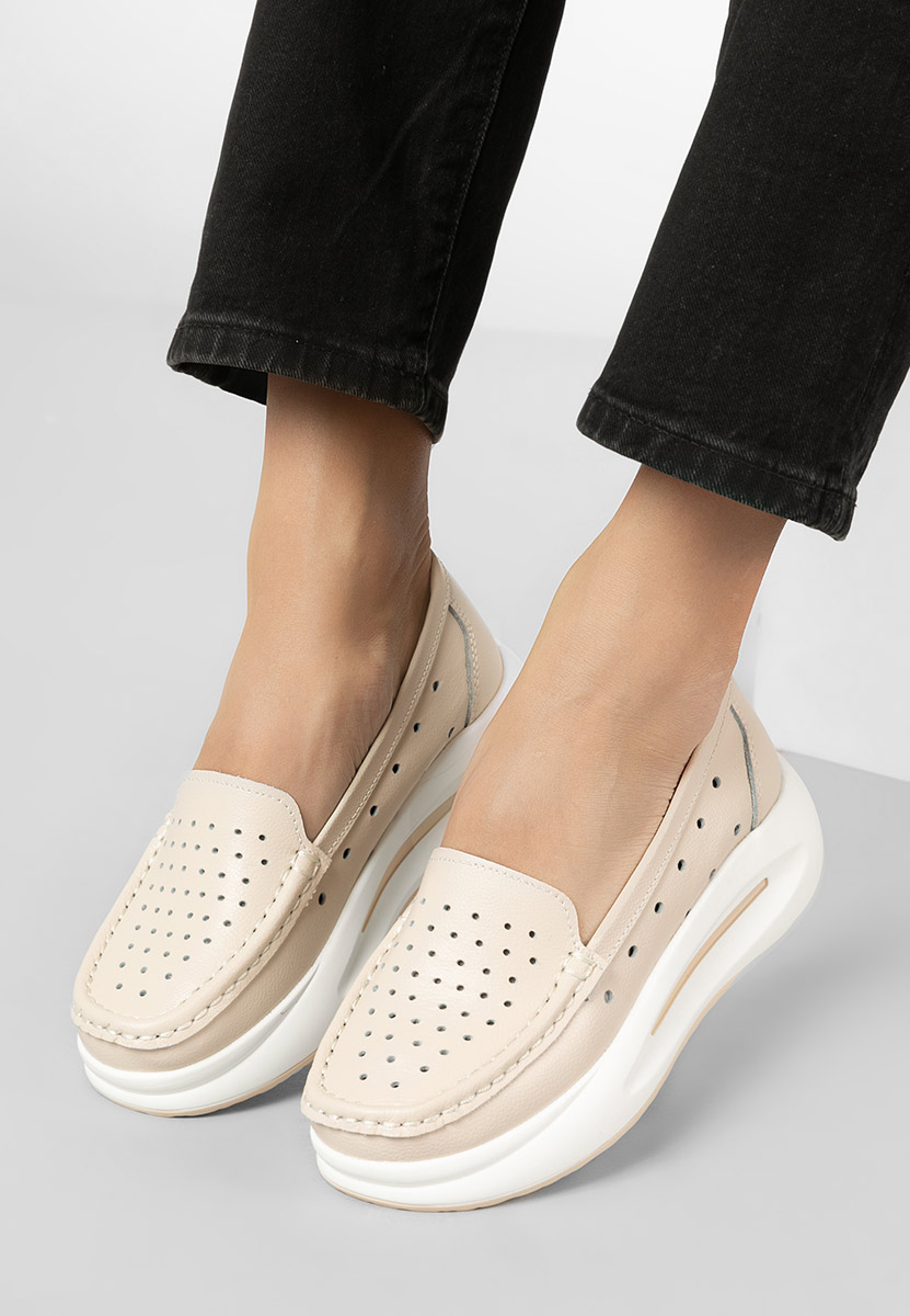 Mocassins à semelle épaisse beige Laurea