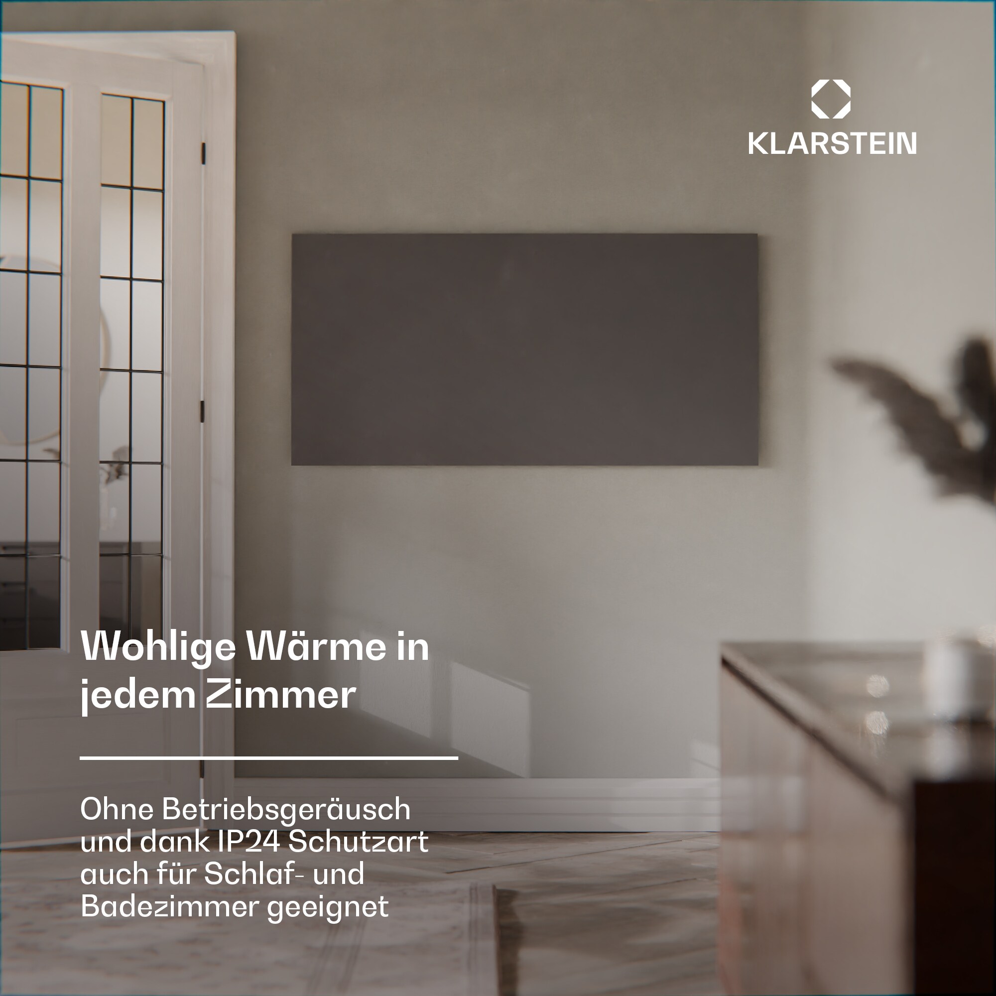 Wonderwall Smart Infrarotheizung | 60x120cm | App | 770W | Wochentimer | IP24 Dunkelgrau 770 Watt