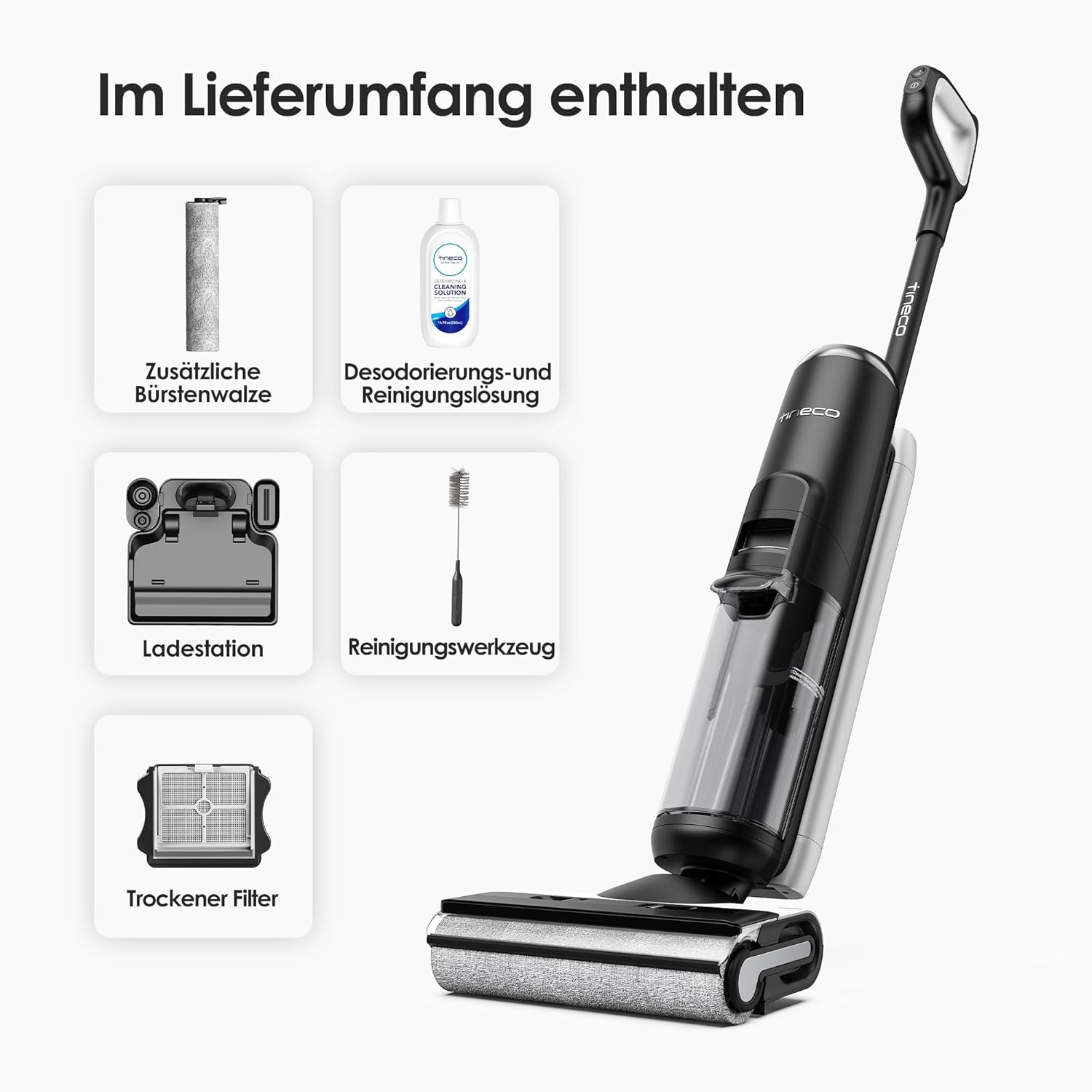 Tineco Floor ONE S6 Nass Trockensauger, Kabelloser Nass Trocken Staubsauger, Akku Saugwischer mit LED-Anzeige All-in-One Staubsauger mit Wischfunktion 35min Laufzeit für Hartböden