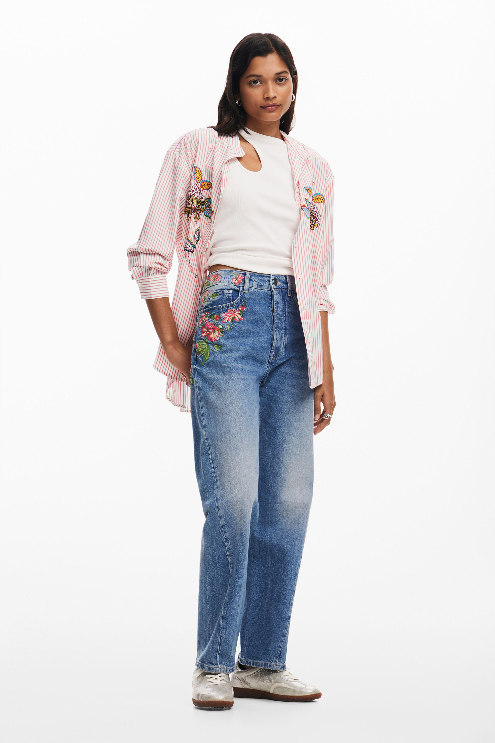 Calça jeans floral