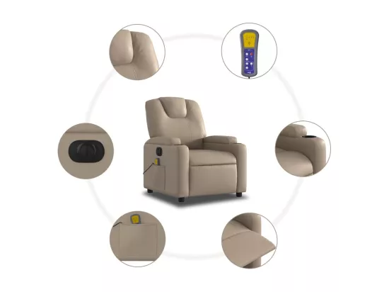 Fauteuil massant inclinable électrique cappuccino similicuir