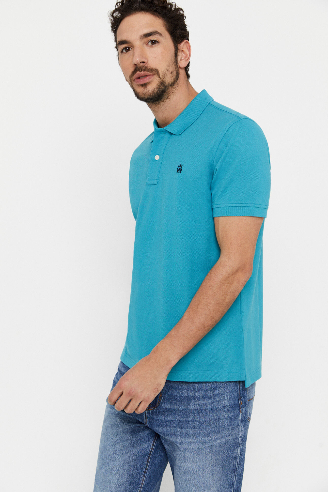 Polo piqué com logo - Turquesa