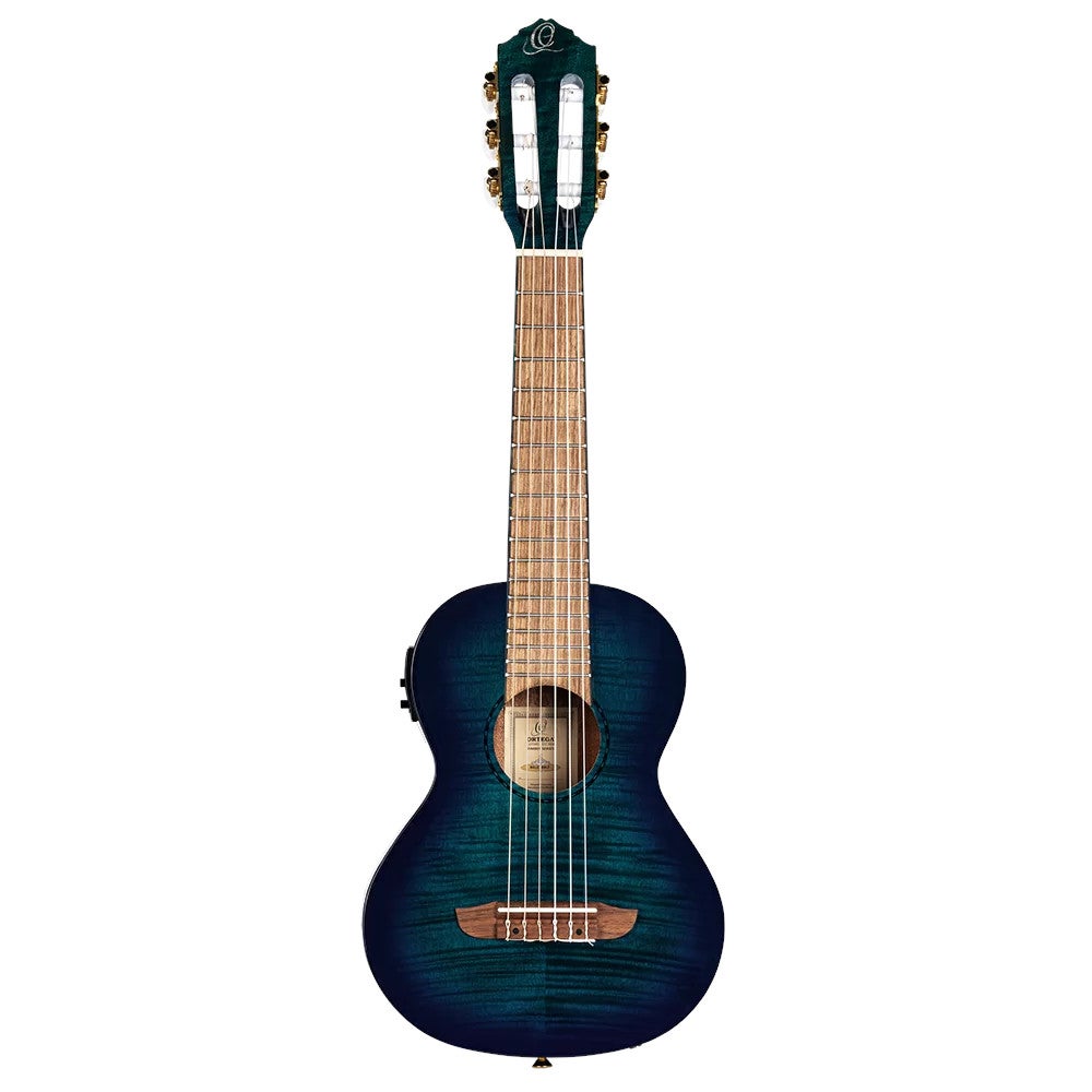 Ortega Mini/Travel Series RGLE18BLF Faded Blue elektrisch-akoestische guitalele met gigbag