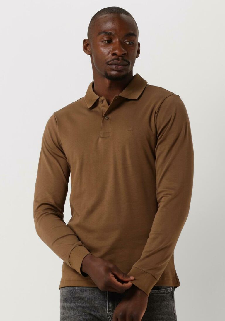 CALVIN KLEIN bruine calvin klein polo smooth cotton slim ls polo
