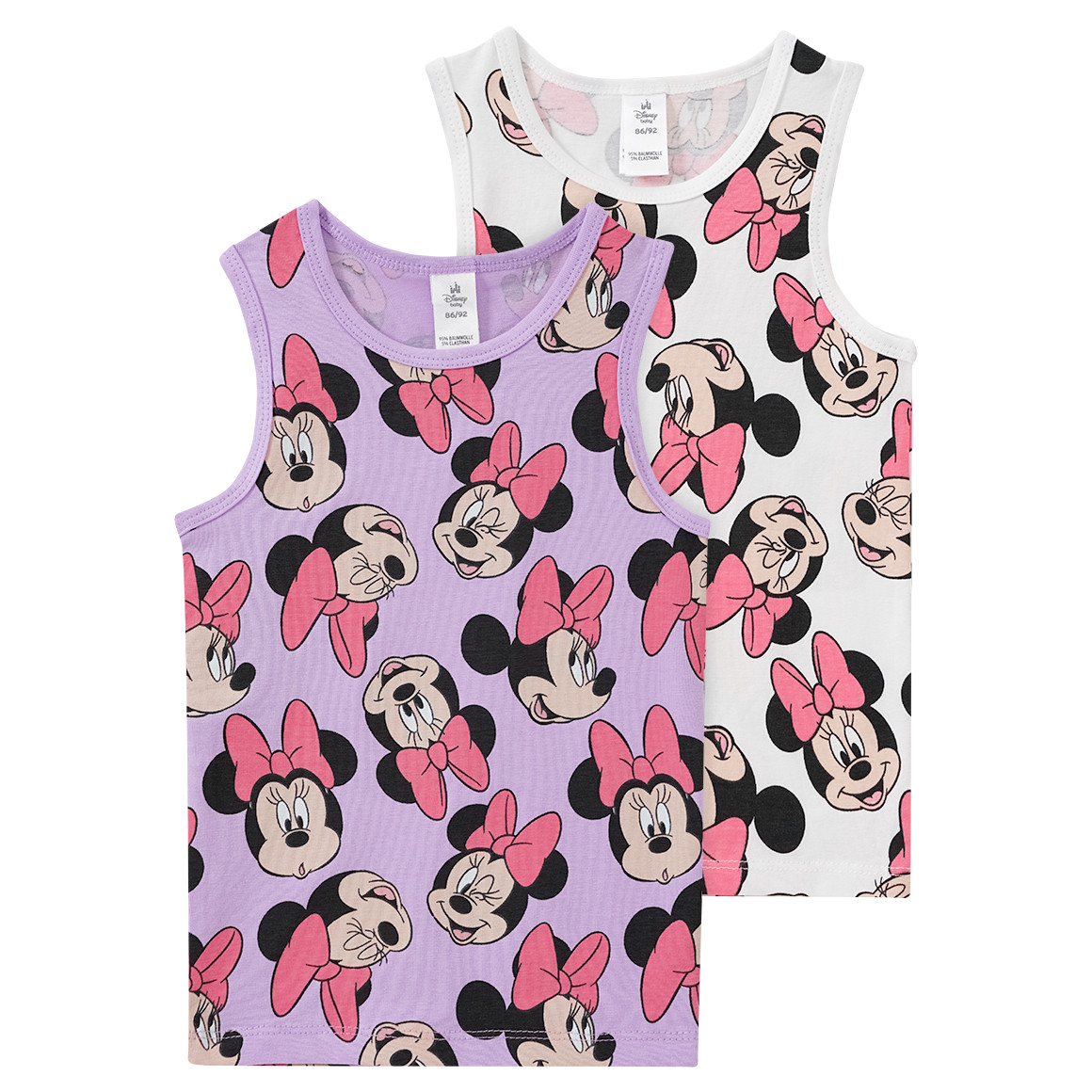 Topomini 2 Minnie Maus Unterhemden mit Allover-Print helllila / weiss
