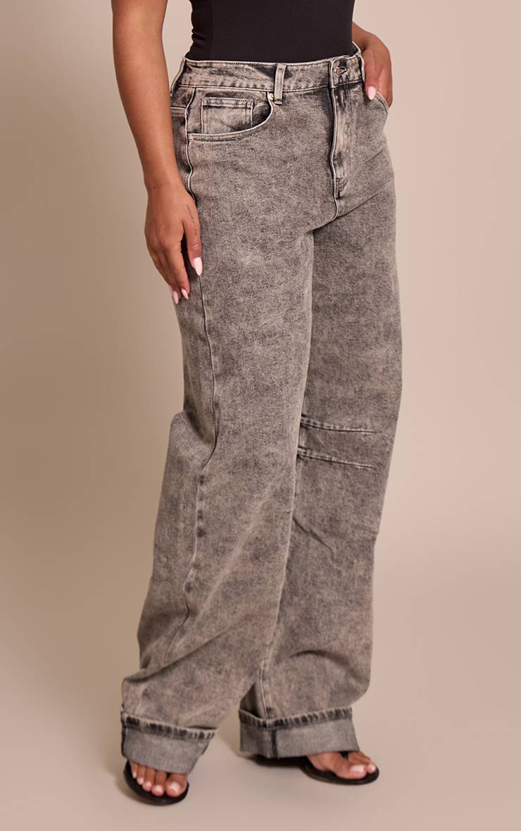 Gris Cendré Jean Shape Taille Haute En Denim Stretch À Jambe Barrel Et Ourlet Retroussé