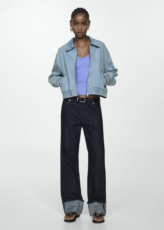 MANGO Knit strap top Lt-pastel blue