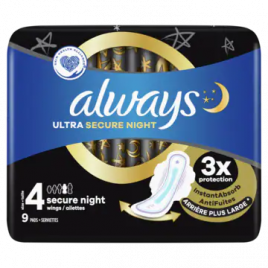 Always Ultra secure night maandverband met vleugels klein