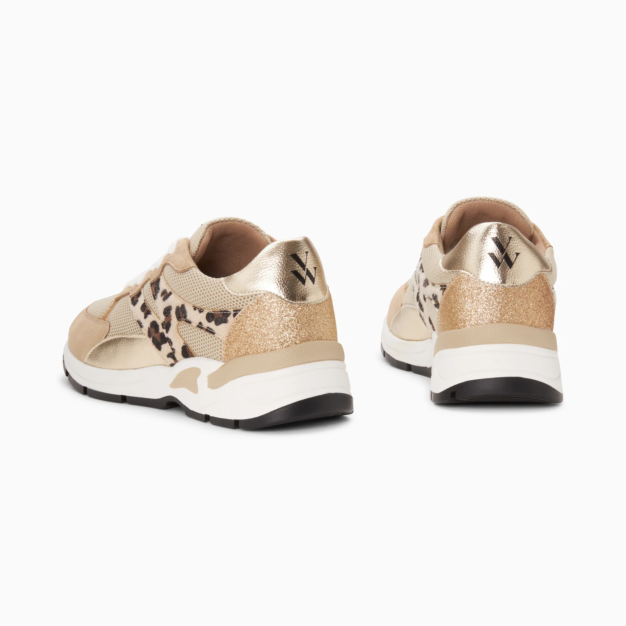 Sneakers-Baskets Montorgueil beige et léopard à lacets