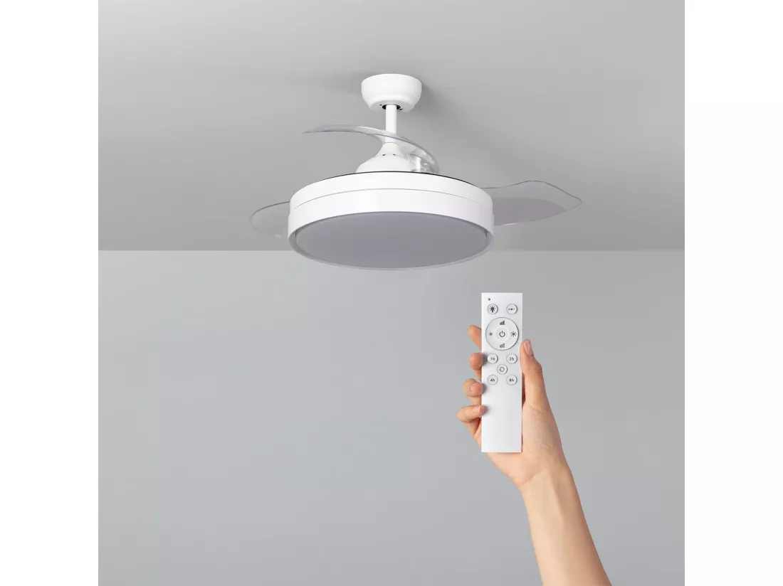 Ventilateur de Plafond Silencieux Dalori Blanc 106cm Moteur DC Blanc