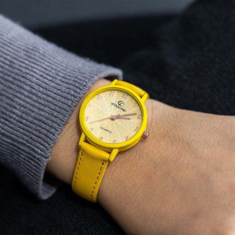 Montre Femme CHTIME bracelet Cuir Jaune