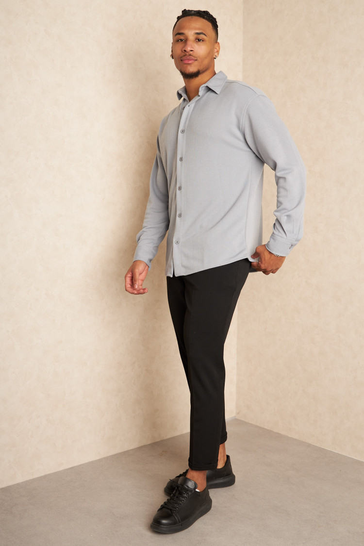 Chemise grise côtelée