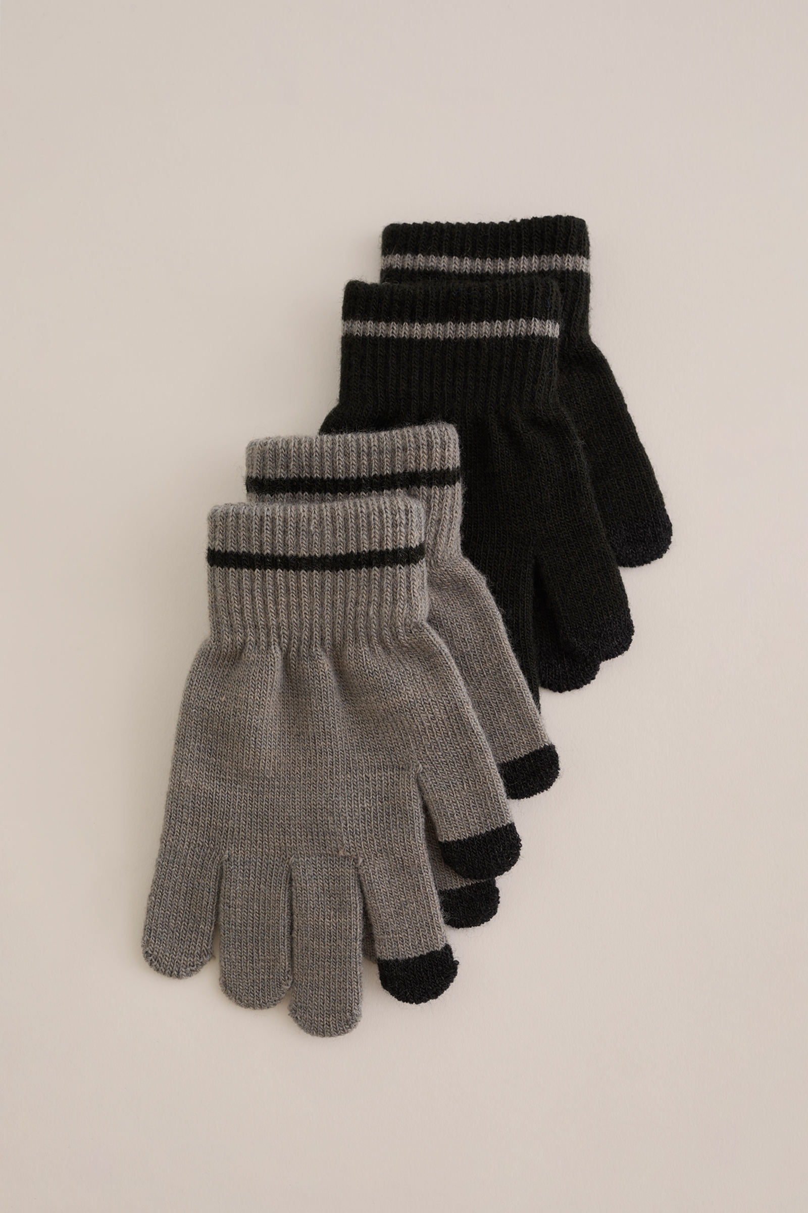 Jongens gebreide handschoenen, 2-pack WE Fashion Zwart
