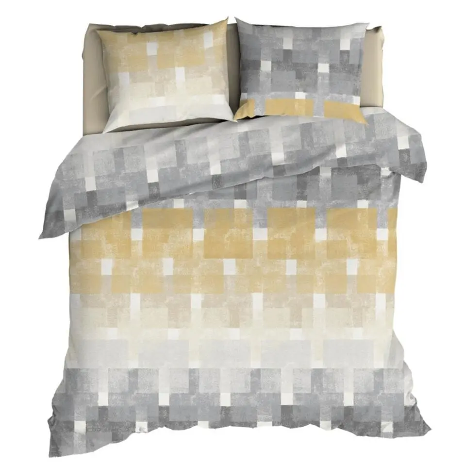 Romanette Flanellen Dekbedovertrek Brixen Beige/Grijs-1-persoons (1...