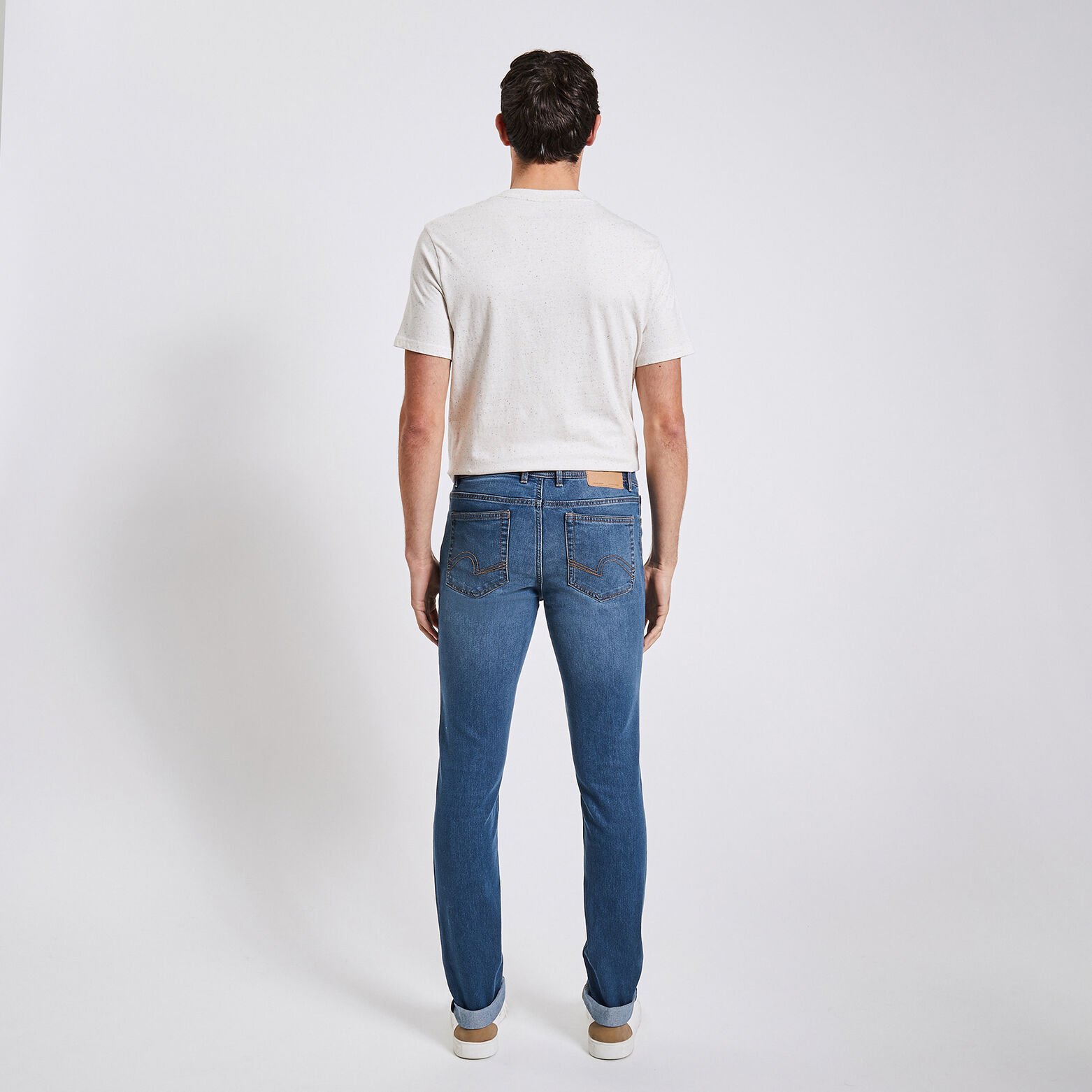Jean slim en coton et polyester recyclés Bleu