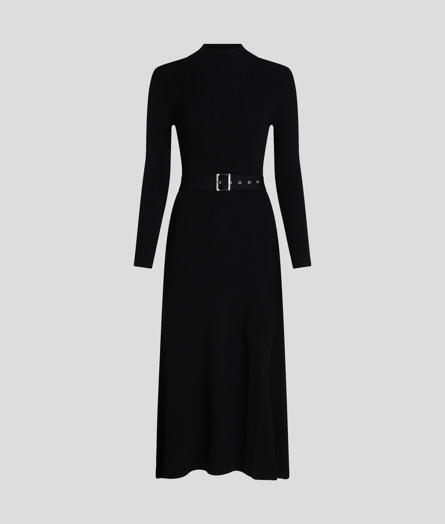 ROBE EN TRICOT CEINTURÉE À MANCHES LONGUES