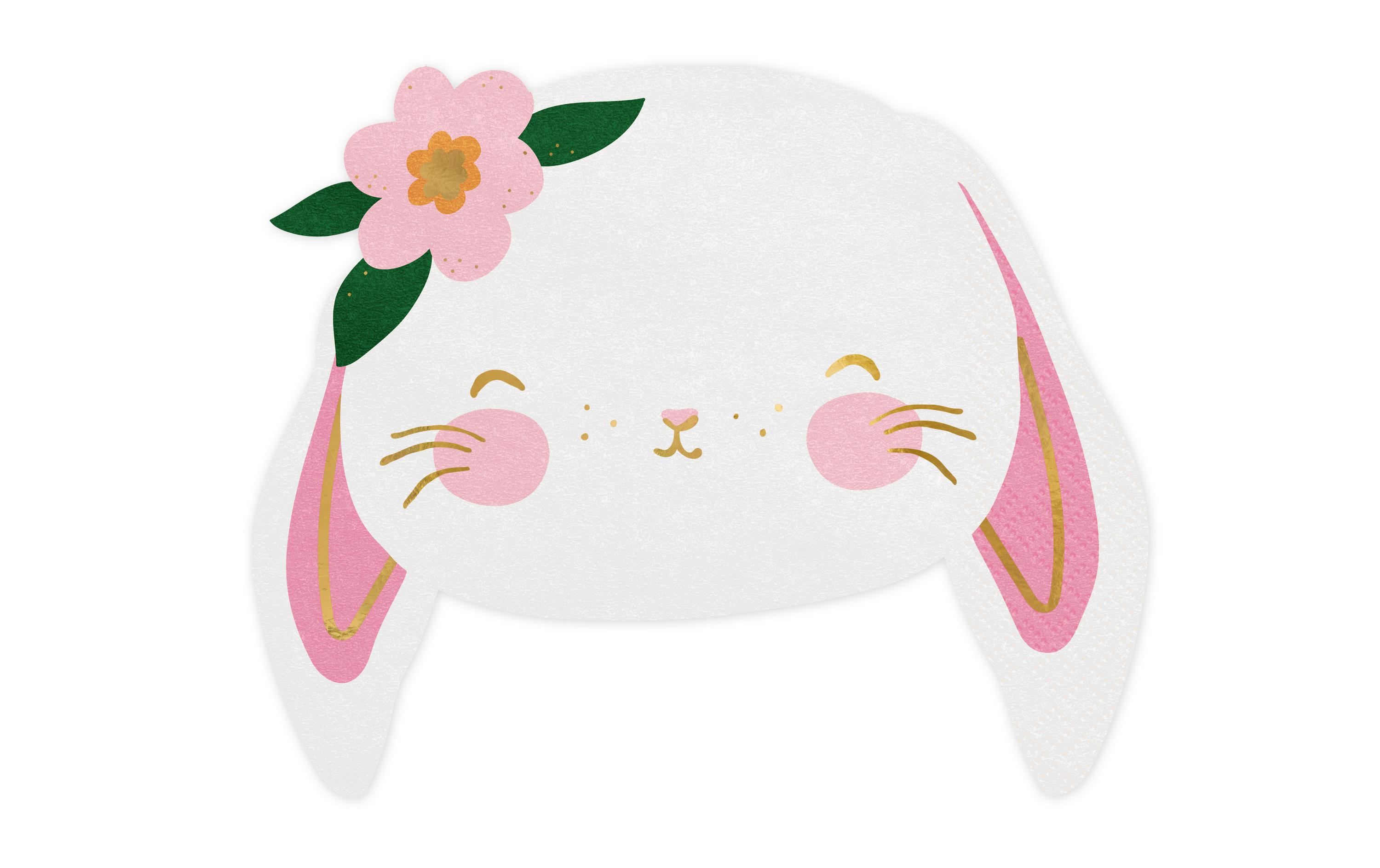 Osterhase Serviette 1 Stück, Rosa/WeissMundtuch in Form eines Kaninchens