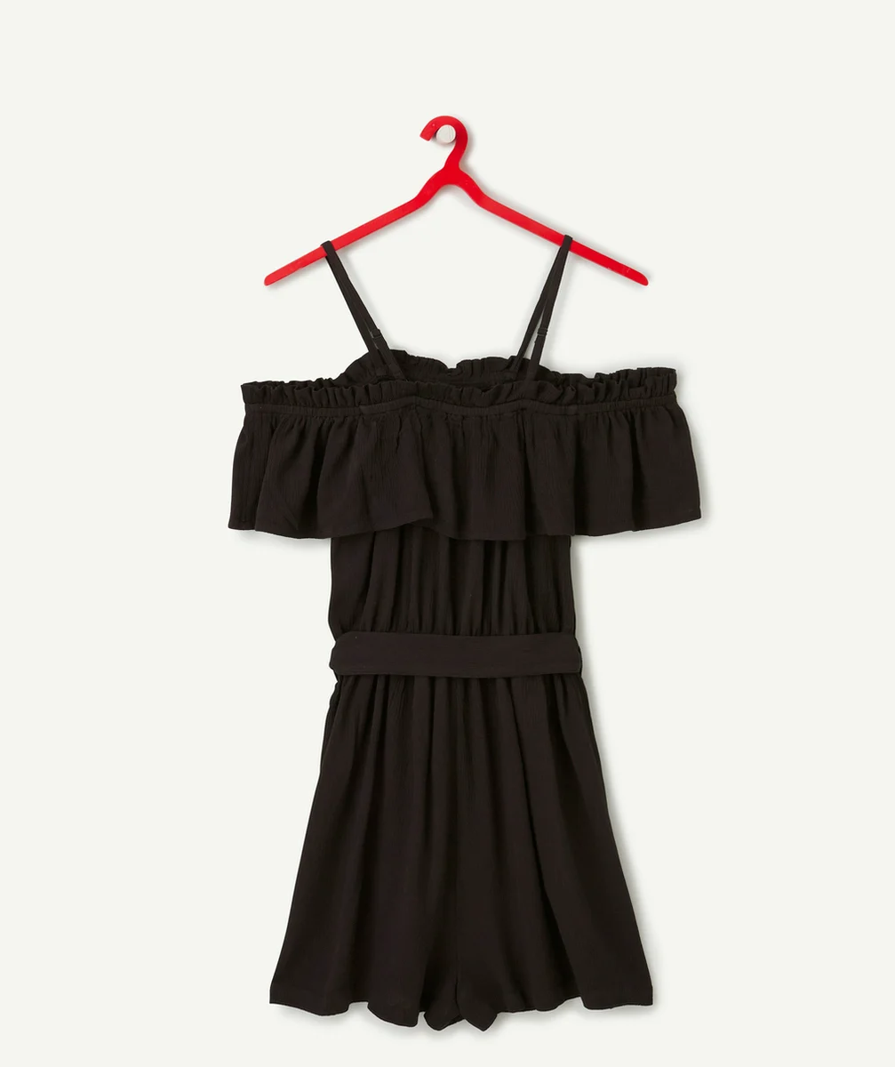 combishort en viscose responsable noir à volants