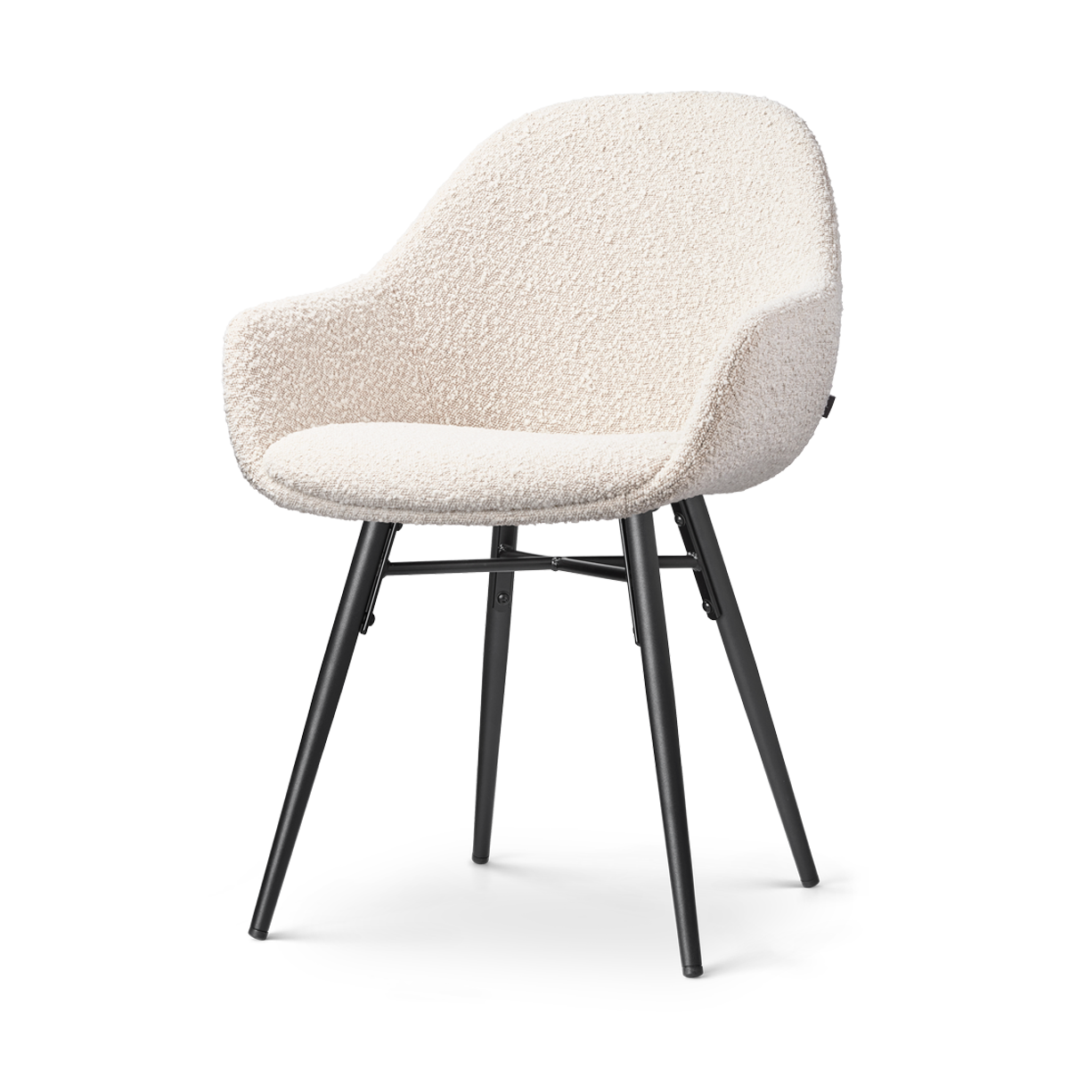 Eetkamerstoel Nena-Mae bouclé beige - zwart onderstel