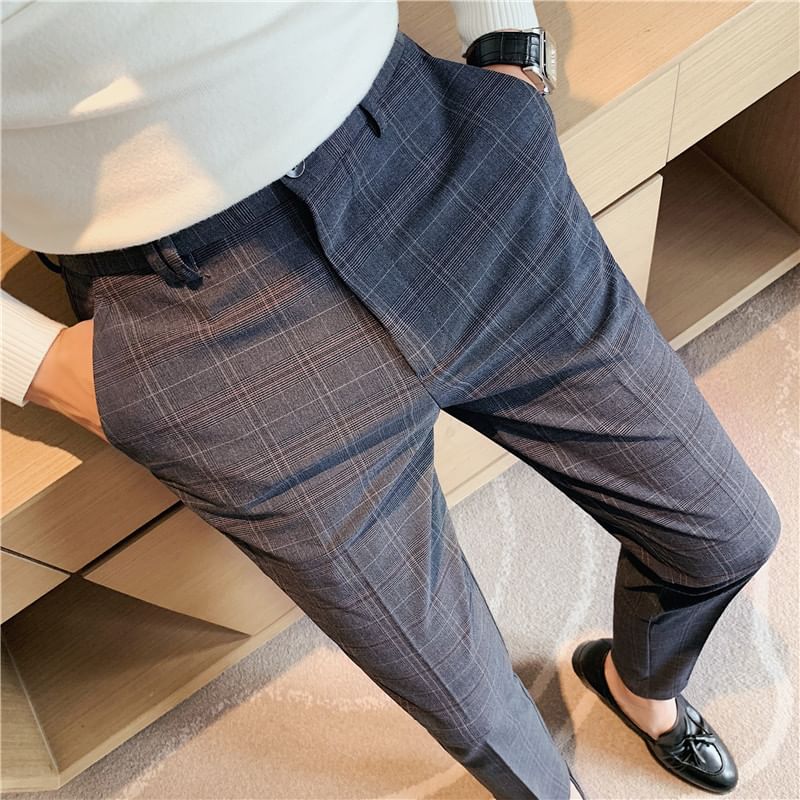 Blueforce - Geruite rechte broek met middelhoge taille