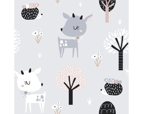 Vliesbehang 45831 Kids Walls hert egel grijs roze