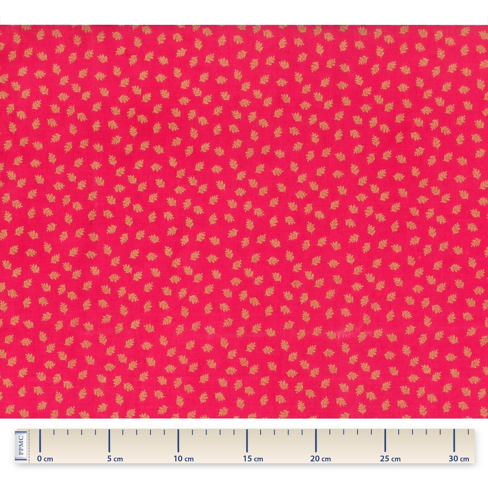 Coupon Tissu Enduit De 35Cm Feuillage Or Rose