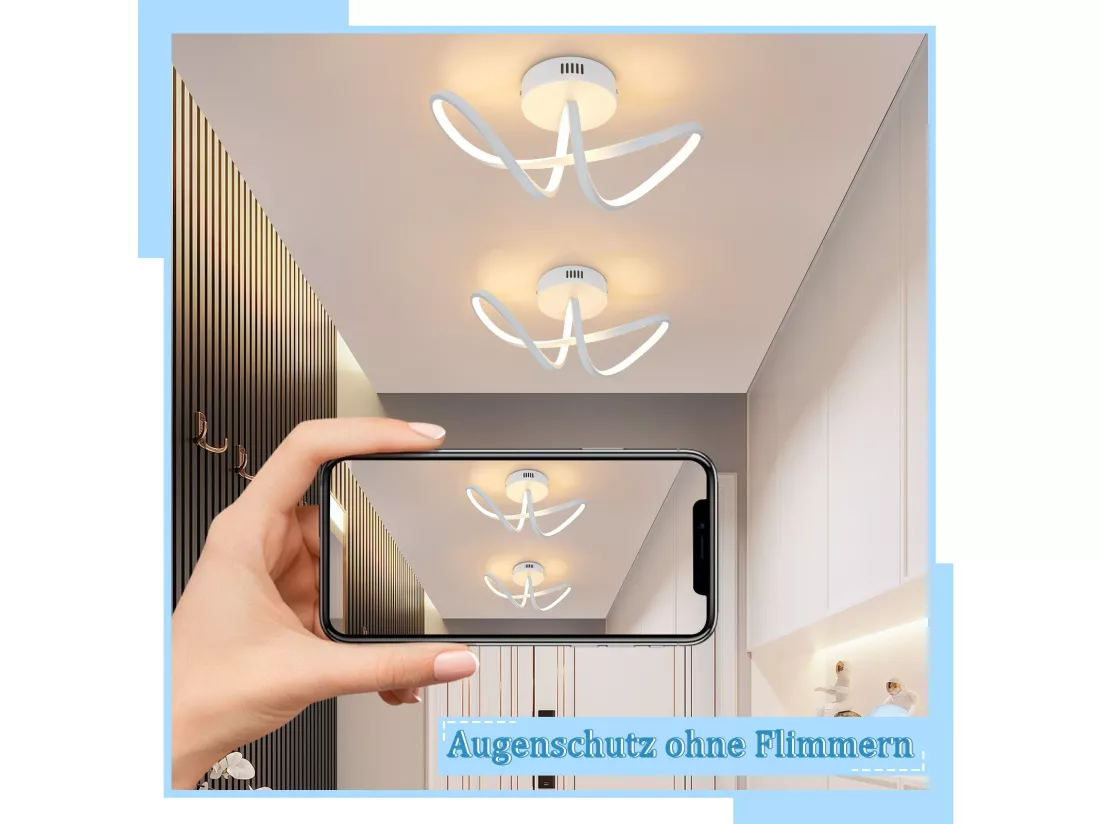 NETTLIFE Plafonnier LED salon moderne noir 12W intérieur 3000K LED