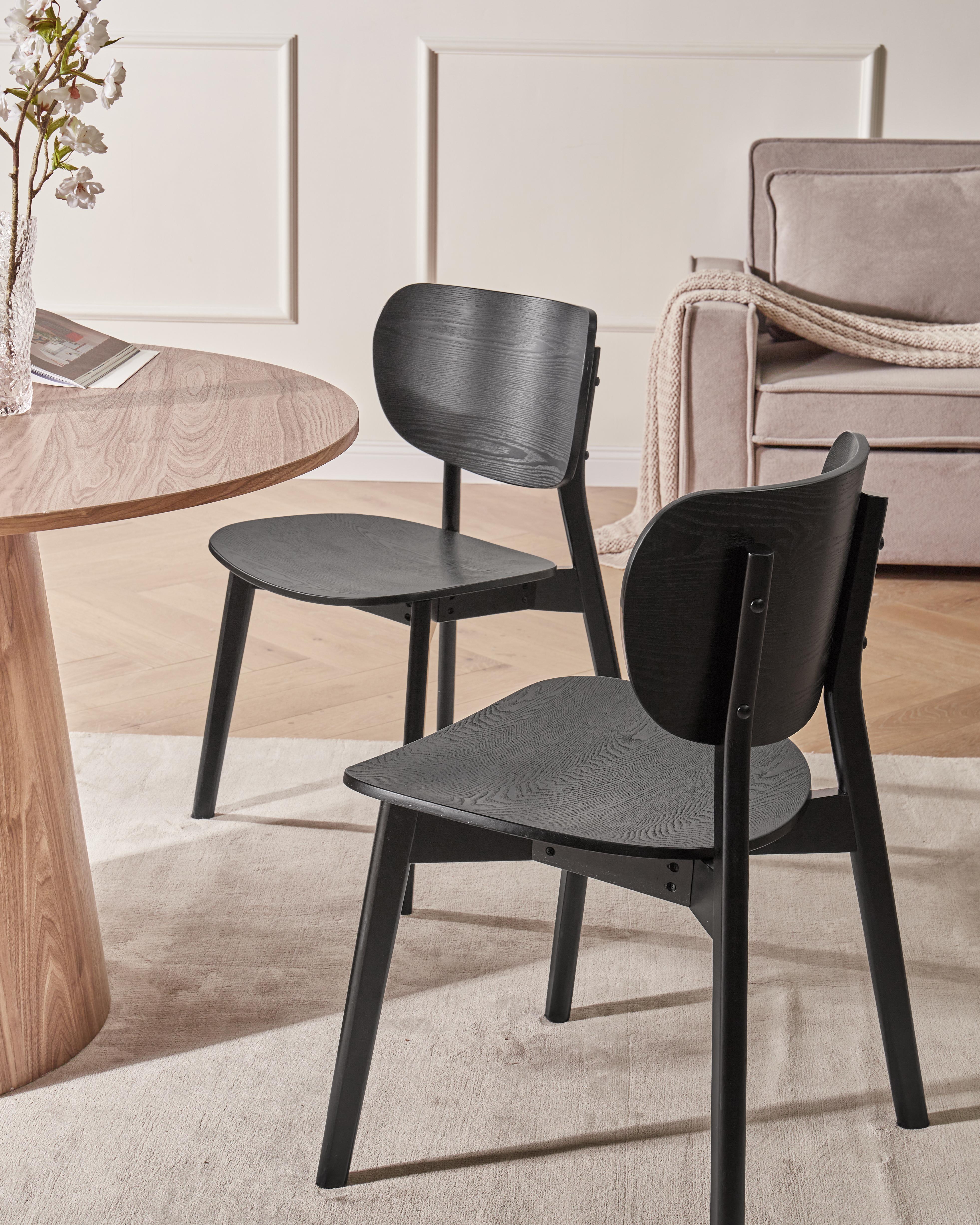 Set van 2 eetkamerstoelen OVERLY Hout Zwart