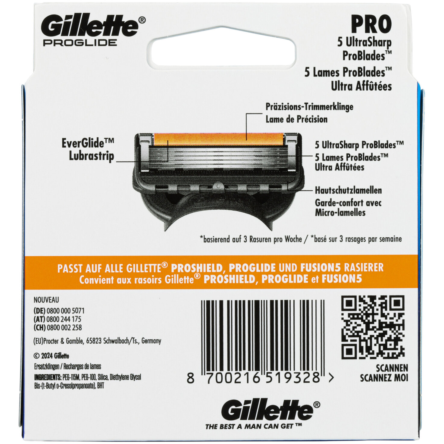 Gillette PROGLIDE Klingen 8 Stück