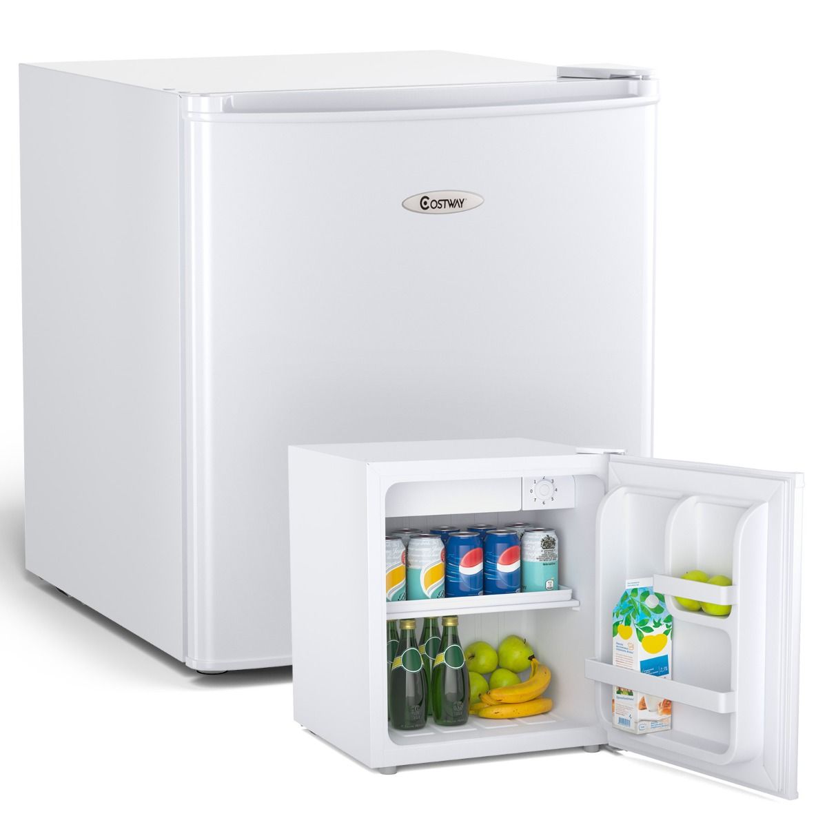 Mini Réfrigérateur 48L, 2 niveaux et porte-bouteille, bac à légumes, Silencieux 230V, 46 x 44 x 49 cm, Blanc - Lidl-Manfred