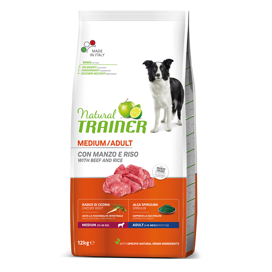 kg de ração Natural Trainer Adult Medium Beef para cães