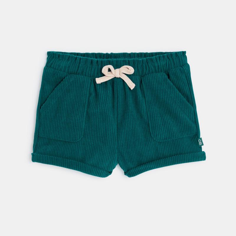 Short paperbag velours côtelé vert bébé fille Vert