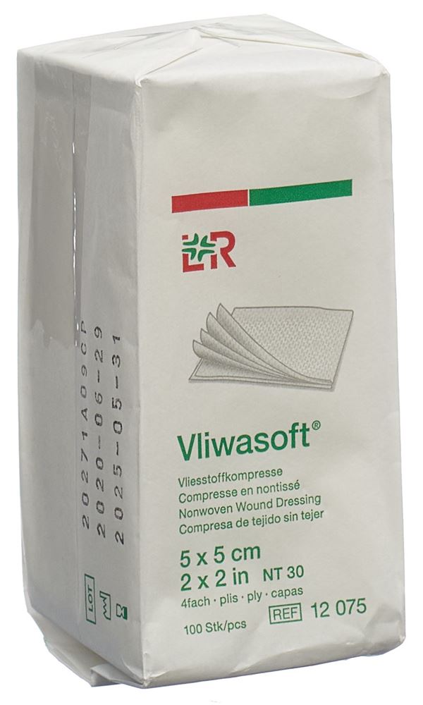VLIWASOFT Vliesstoffkompressen<br>100 Stück, 5x5cm, 4-lagig