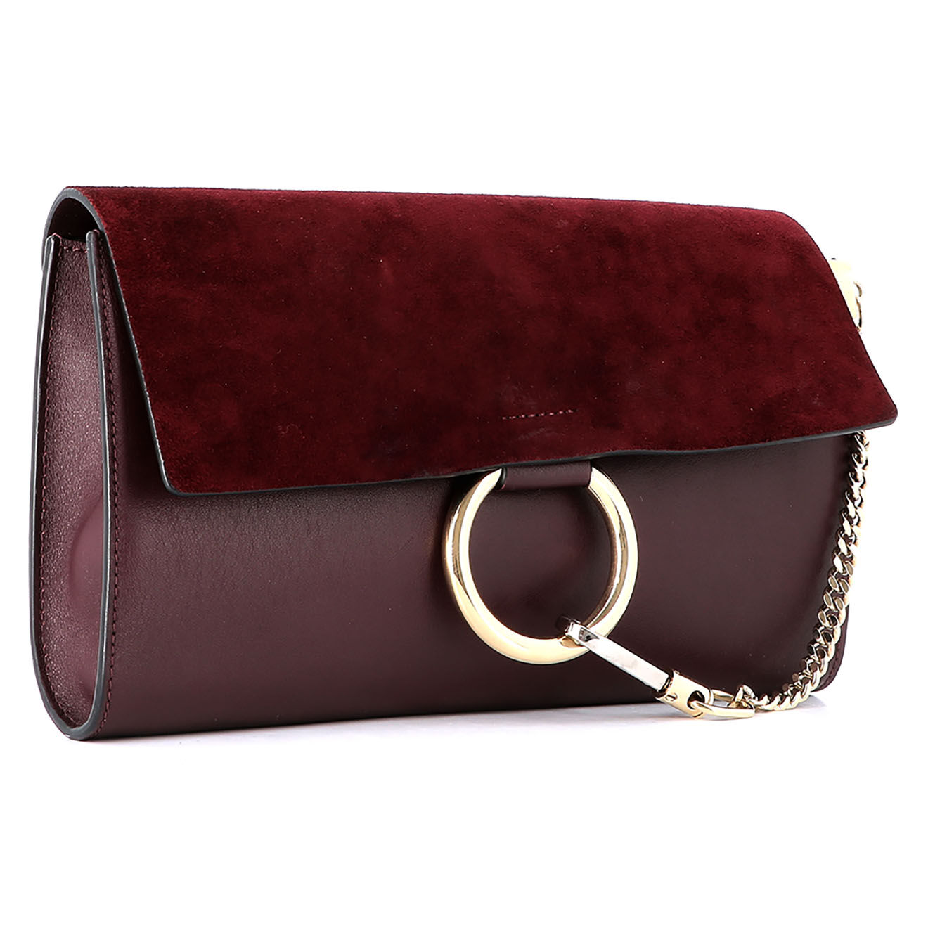 Chloé Sac à main faye GM chloé en Cuir bordeaux Parfait état - 27.5x16 cm