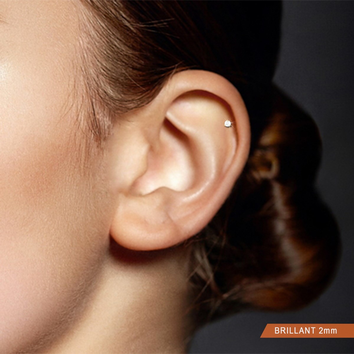 Piercing helix or jaune avec oxyde de zirconium 2mm