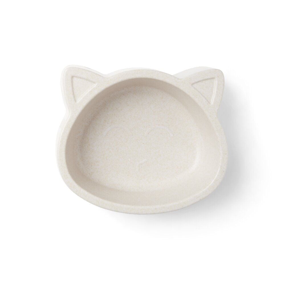 Gamelle forme tête de chat en fibre de bambou beige