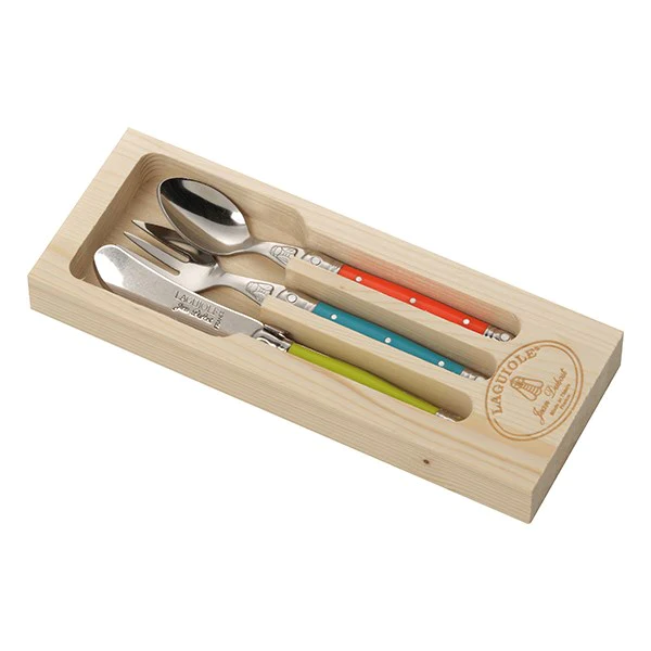 Set de 3 couverts enfant Laguiole avec coffret bois Jean Dubost