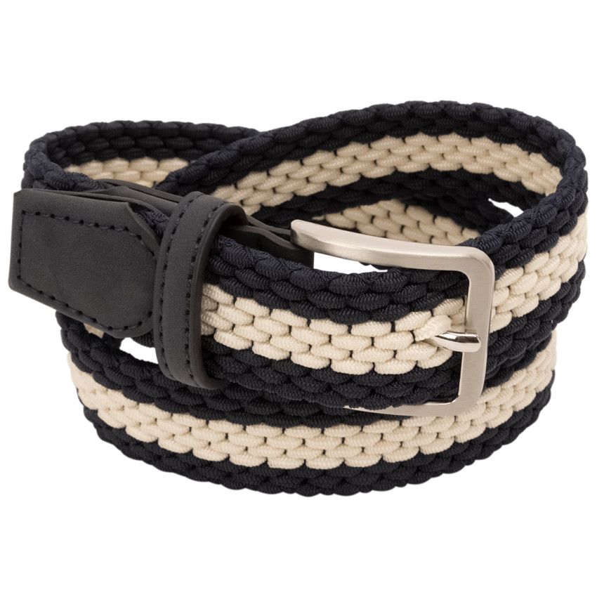 Ceinture réglable bicolore et tressée pour garçon - Bleu marine