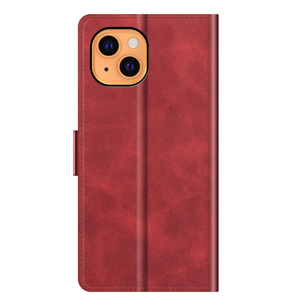 iPhone 13 Vintage Leder Tasche Flip Cover Fashion Design - Rot