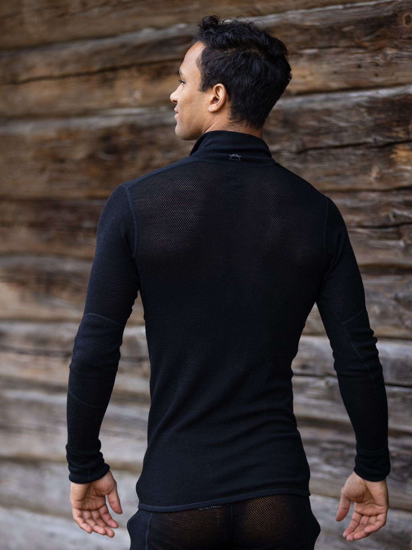 Wool Mesh 190 Zip Neck Man
