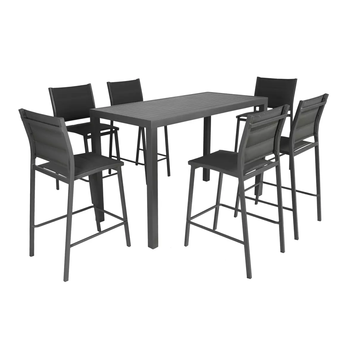 Table de jardin haute en aluminium 6 places (160 x H105 cm) Murano Gris anthracite