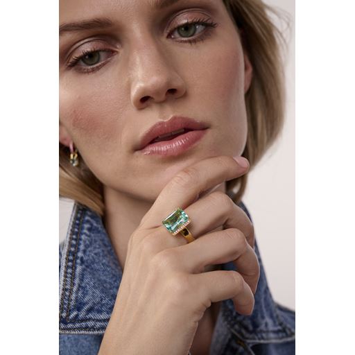 Sif Jakobs Jewellery Roccanova Altro Grande Ring, 18C Gold Plated/Pink/Turquoise, 56