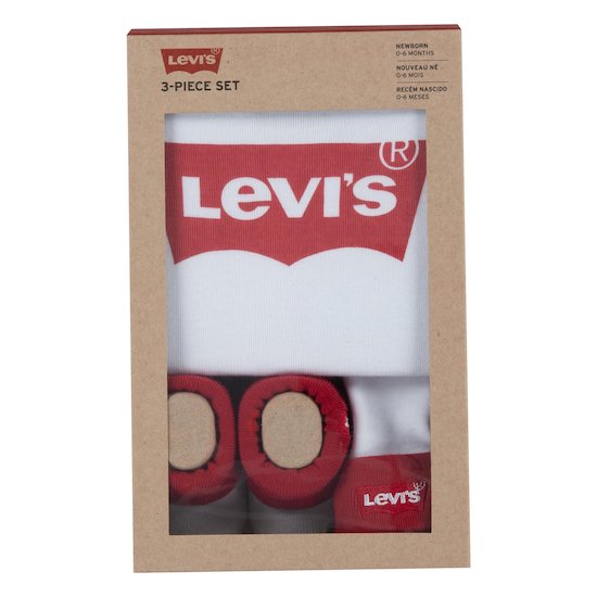 Coffret Body + Bonnet + Chaussons   Blanc/Rouge        6-12 mois   de               Levi's Kids