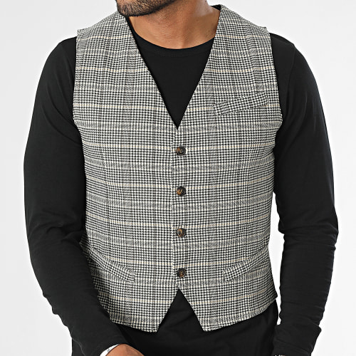 Gilet A Carreaux Beige