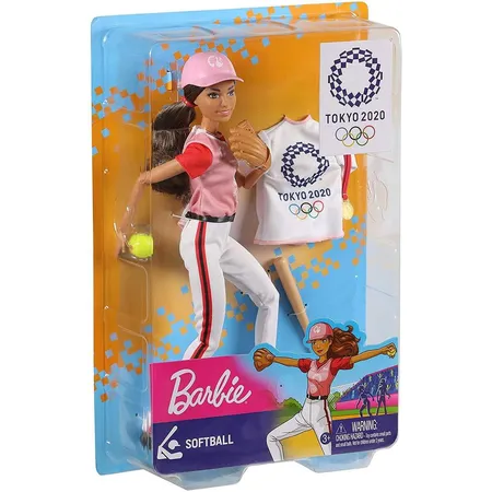 Barbie Olympic Games Tokyo 2020 Softball/Baseball-Puppe mit Outfit