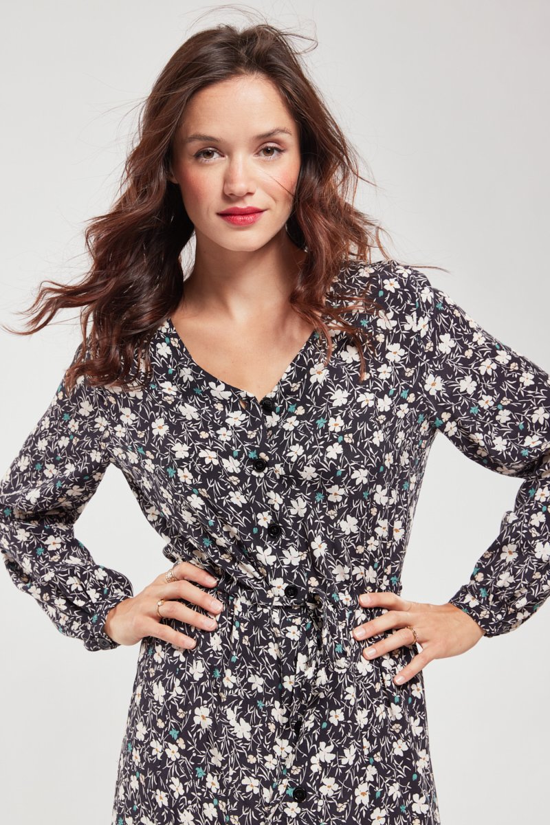 Robe longue fleurie - cupro