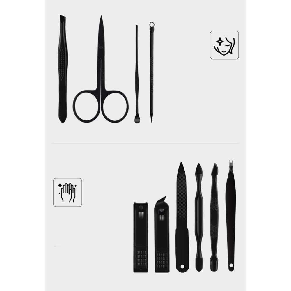 (15-tlg. Set) Edelstahl Pediküre Maniküre Kosmetik Gesichts Pflege-Set inkl. Leder Reise Etui
