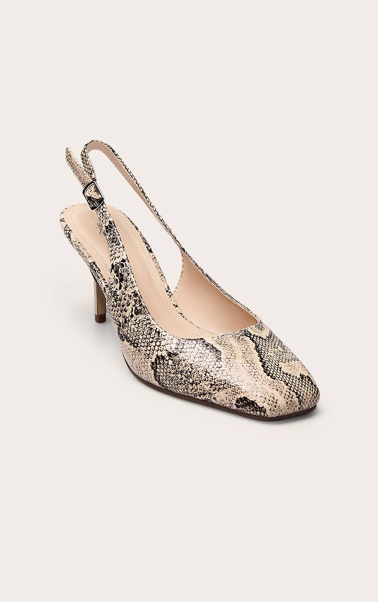 Snake Print Escarpin À Bout Carré Et Bride Arrière Imprimé Synthétique