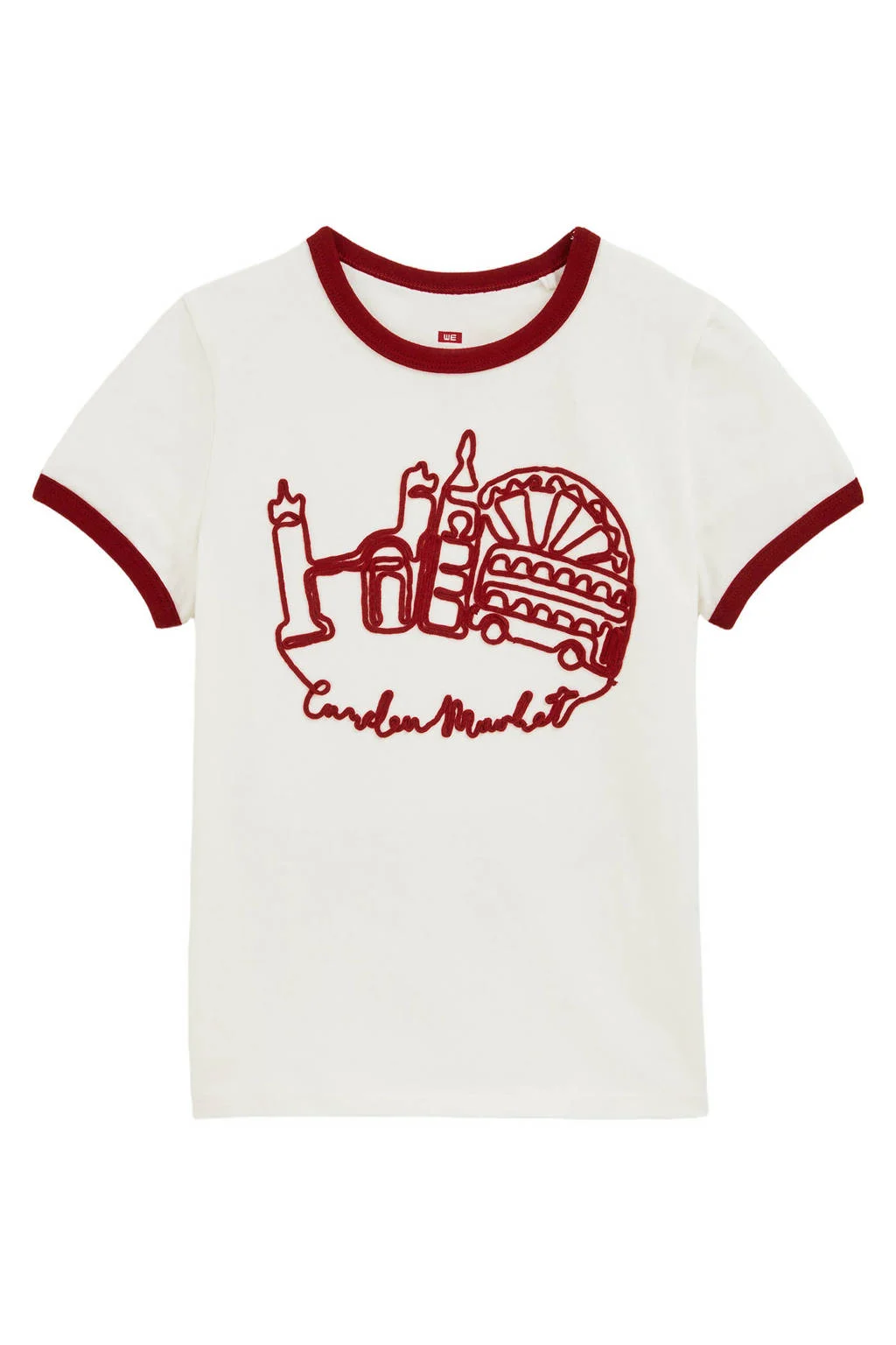 WE Fashion T-shirt wit/donkerrood