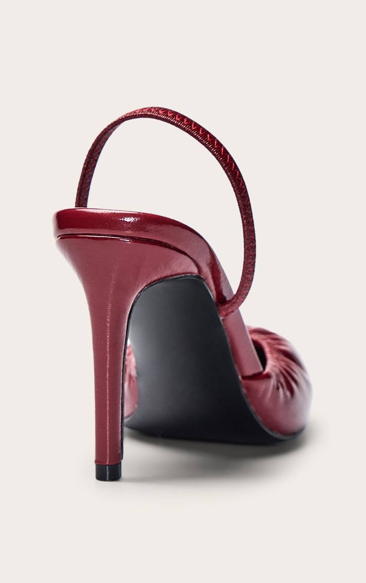 Rouge Escarpin Slingback Bout Rond En SYNTHÉTIQUE Plissé